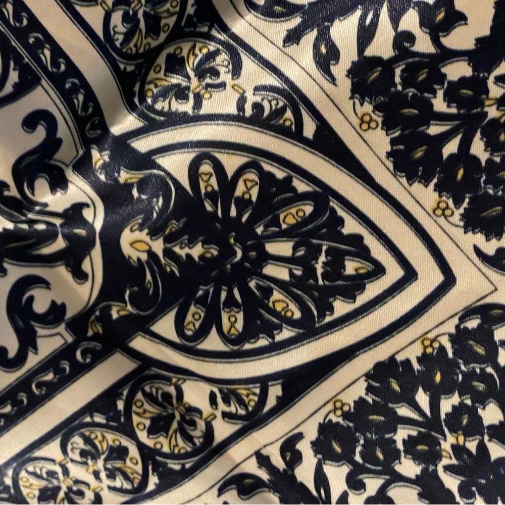 Large Navy and Ivory Scarf/Shoulder Wrap